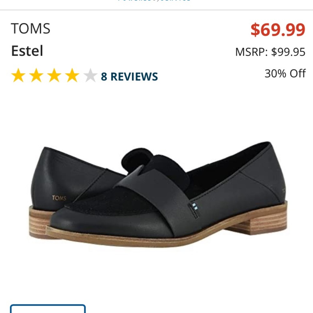 Toms size 5.5 black leather and suede flats
